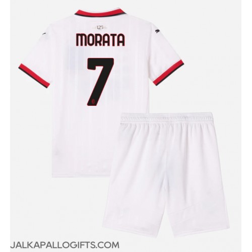 AC Milan Alvaro Morata #7 Vieras Peliasu Lasten 2024-25 Lyhythihainen (+ Lyhyet housut)